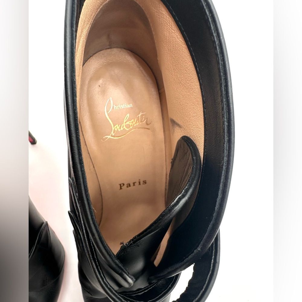 Christian Louboutin Black Leather Triniboot Stiletto Booties High Heels EU37.5 - Picture 12 of 12
